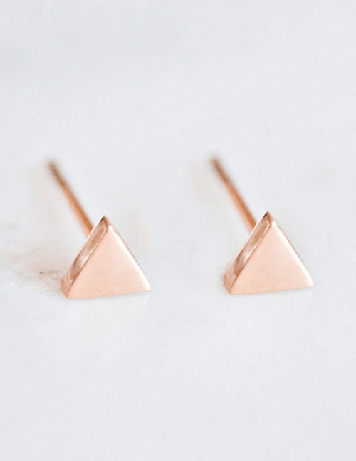 Fashion Triangle - Rose Gold Stainless Steel Triangle Stud Earrings