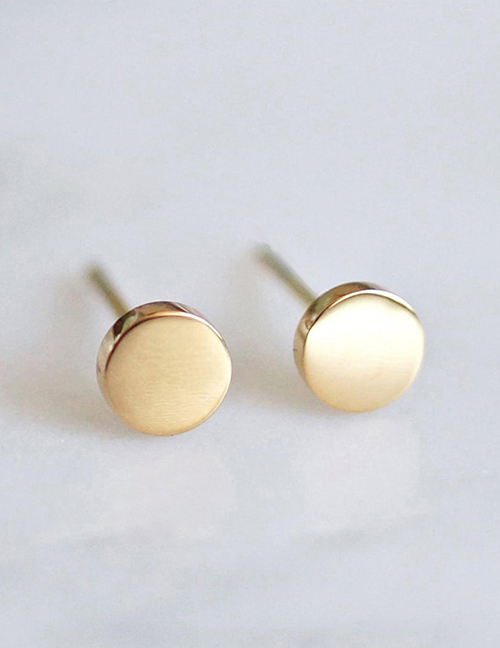 Fashion Round - Gold Stainless Steel Square Round Stud Earrings