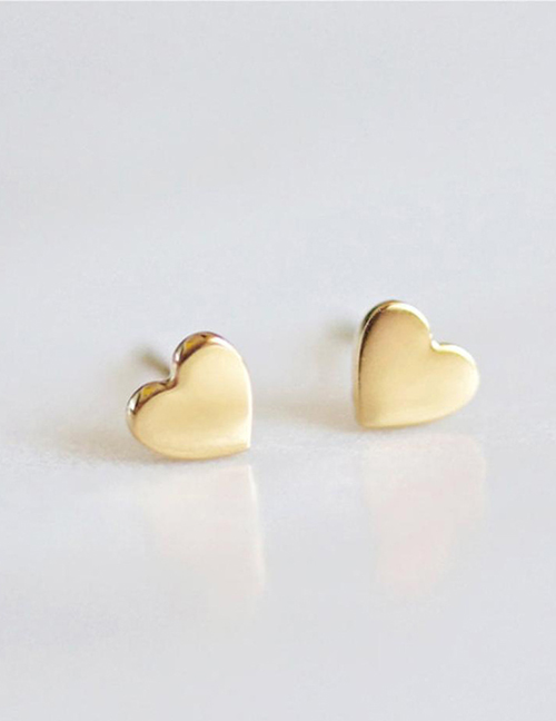 Fashion Love - Gold Stainless Steel Heart Stud Earrings