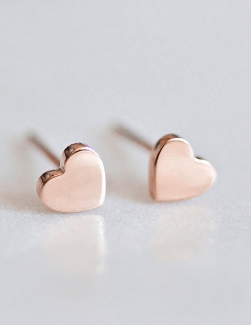 Fashion Love - Rose Gold Stainless Steel Heart Stud Earrings