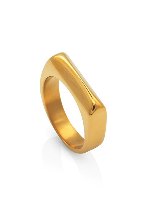 Fashion Gold Us6+52mm Stainless Steel Geometric Half-cut Ring