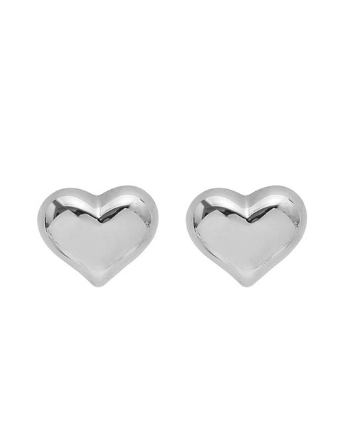Fashion Steel Color Titanium Steel Geometric Heart Stud Earrings