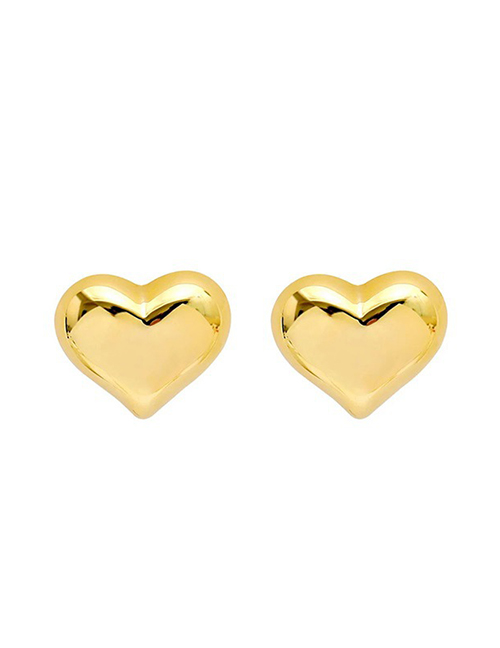 Fashion Gold Titanium Steel Geometric Heart Stud Earrings