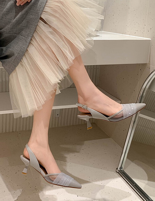 Fashion Grey() Stiletto Toe Mesh Pointed-toe Sandals