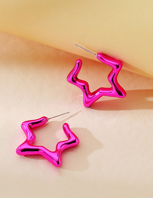 Fashion Rose Red Laser Metallic Star Earrings