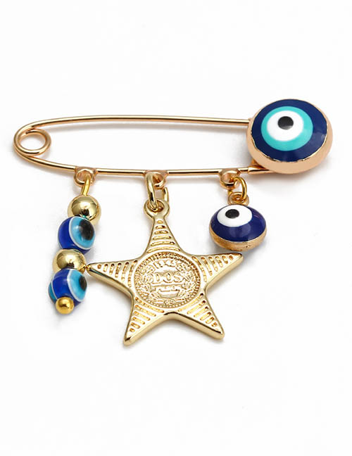 Fashion 2# Brass Diamond Star Drop Oil Eye Pin
