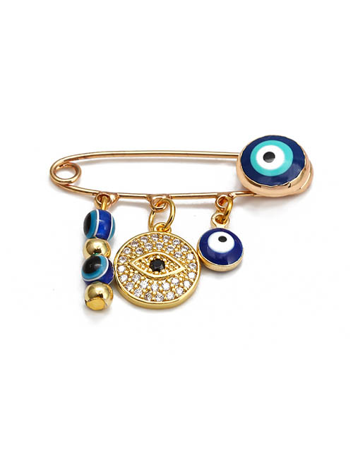Fashion 3# Brass Diamond Star Drop Oil Eye Pin