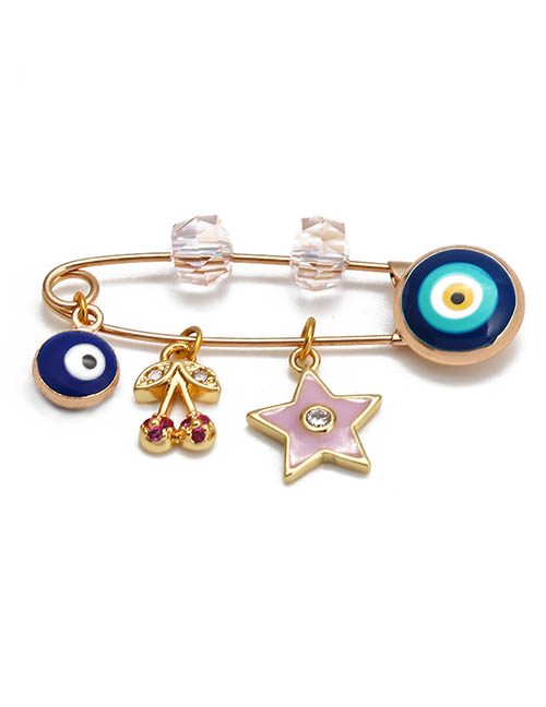 Fashion 4# Copper Diamond Cherry Star Drop Oil Eye Pin