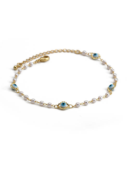 Fashion 3# Solid Copper Pearl Beaded Eye Bracelet