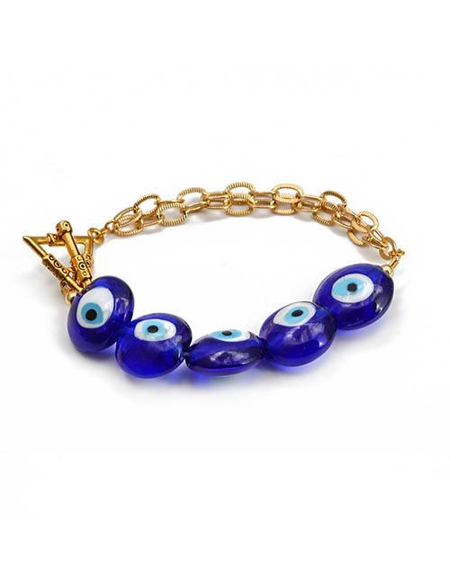 Fashion 1# Resin Geometric Glass Eye Panel Chain Bracelet
