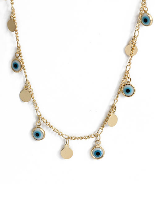 Fashion 2# Solid Copper Disc Fringe Eye Necklace