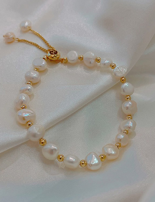 Fashion 9# White Strawberry Crystal Pearl Beaded Geometric Bracelet