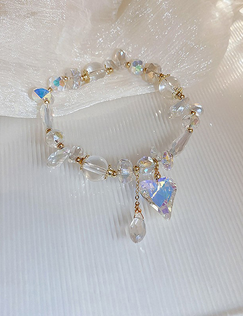 Fashion 15# Transparent Color Love Geometric Crystal Beaded Heart Bracelet