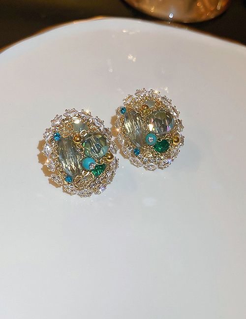 Fashion 21#gold Geometric Diamond Oval Stud Earrings