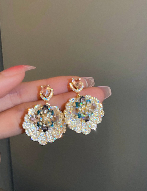 Fashion 31#gold Geometric Crystal Flower Stud Earrings