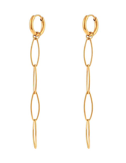 Fashion Gold Titanium Steel Geometric Long Chain Drop Earrings