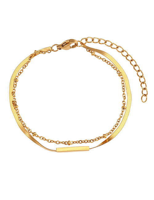 Fashion Gold Titanium Steel Geometric Snake Bone Chain Double Layer Bracelet