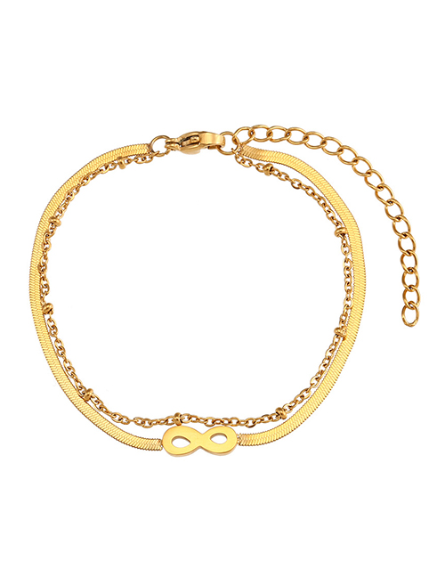 Fashion Gold Titanium Snake Bone Chain Knotted Double Bracelet