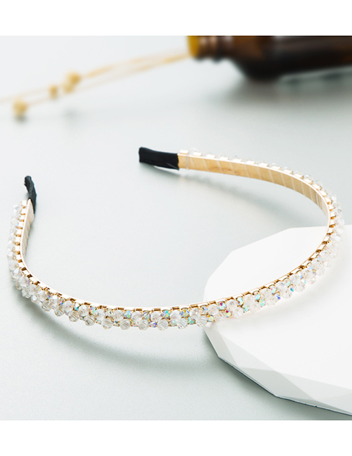 Fashion White Fabric Diamond-embellished Hairband