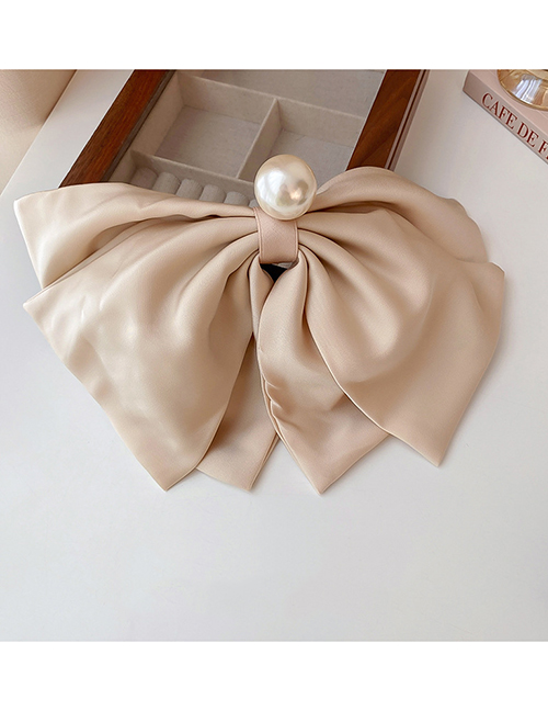 Fashion Spring Clip - Champagne Pearl Bow Double Layer Hair Clip