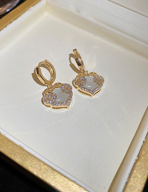Fashion 20# Ear Buckle - Green Ball (real Gold Plating) Metal Diamond Heart Earrings