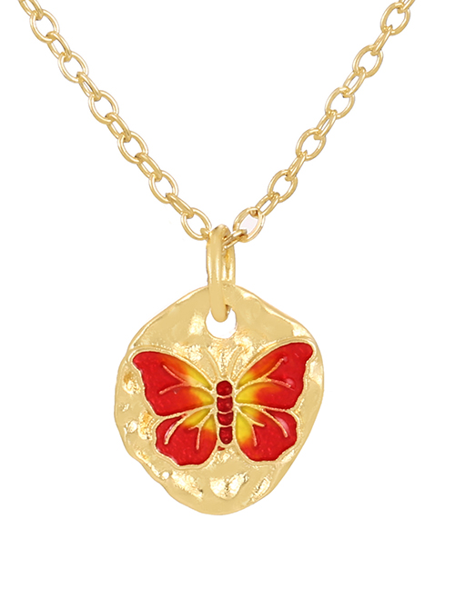 Fashion Gold-3 Copper Drip Butterfly Pendant Necklace