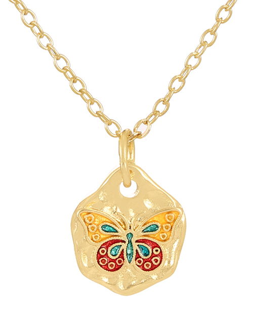 Fashion Gold-5 Copper Drip Butterfly Pendant Necklace