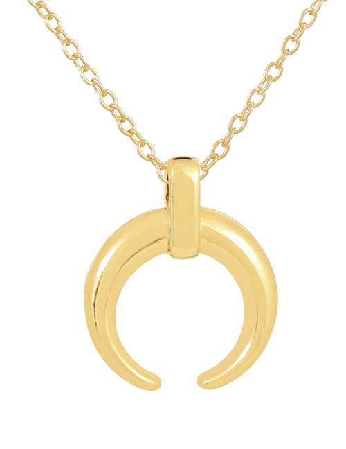 Fashion Gold-2 Copper Crescent Pendant Necklace