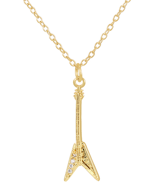 Fashion Gold-3 Bronze Zircon Arrow Pendant Necklace