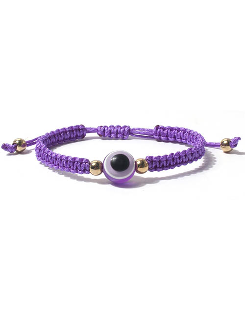 Fashion Purple Cord Braided Resin Eye Bracelet