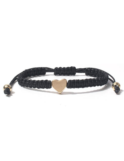 Fashion Black Alloy Heart String Bracelet