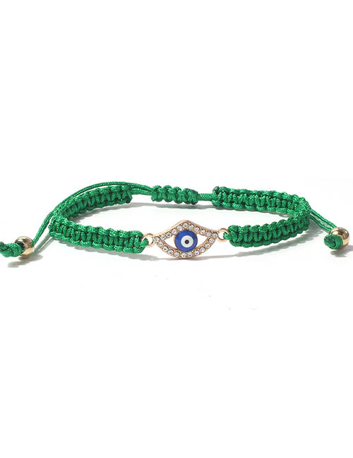Fashion Green Alloy Diamond Geometric Eye String Bracelet