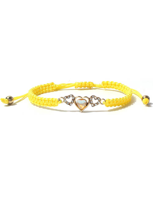 Fashion Yellow Alloy Diamond Heart String Bracelet