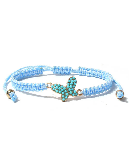 Fashion Light Blue Alloy Geometric Butterfly String Bracelet