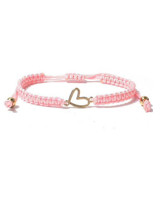 Fashion Pink Alloy Hollow Heart String Bracelet