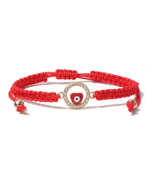 Fashion Red Alloy Diamond Ring Drip Oil Love Eye String Bracelet