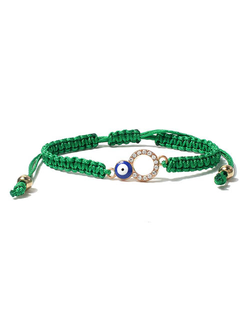 Fashion Green Alloy Diamond Round Oil Eye String Bracelet