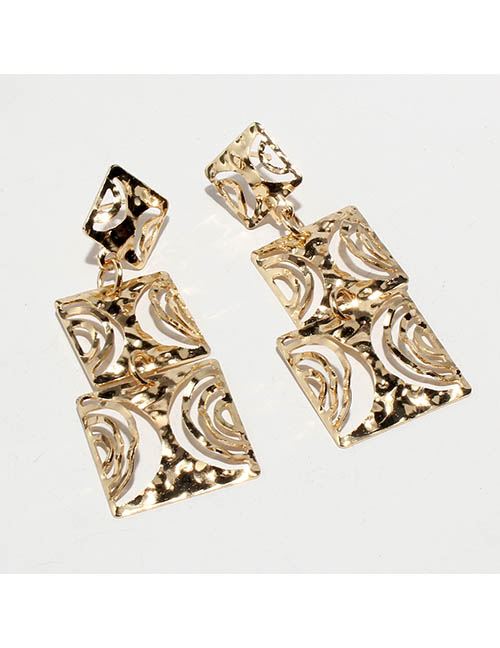 Fashion Gold Alloy Geometric Irregular Square Earrings