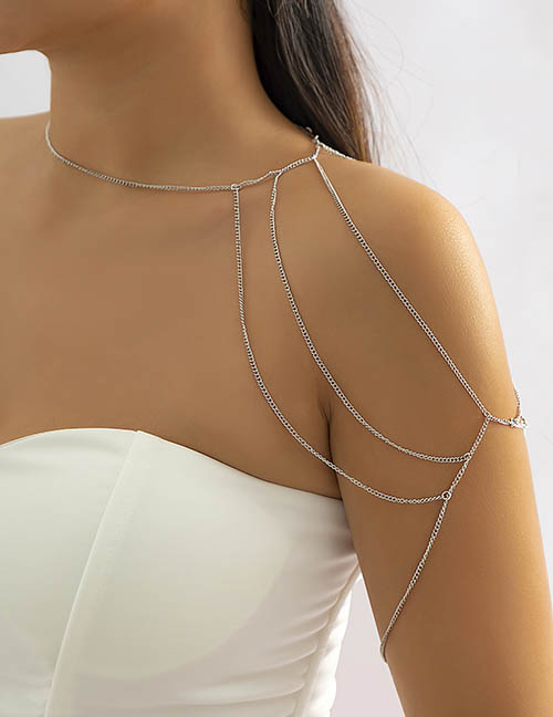 Fashion Silver Geometric Chain Fringe Halter Body Chain