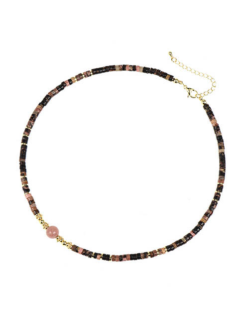 Fashion Middle Strawberry Crystal Necklace Black Line Red Beaded Geometric Bracelet