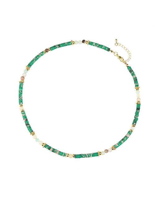 Fashion Stone Gold Plated Copper Stone Beaded Necklace
