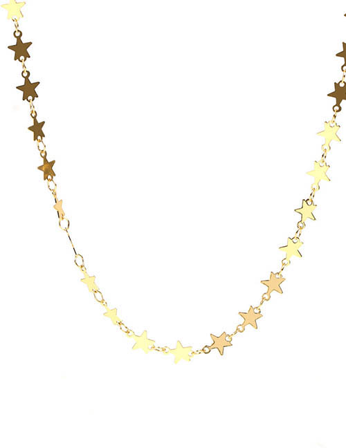 Fashion Star Chain Gold Plated Copper Panel Star Necklace