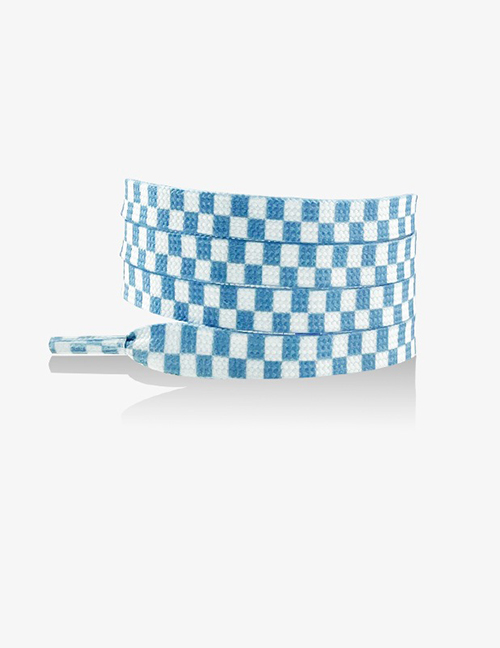 Fashion Sky Blue And White 160cm Polyester Check Laces