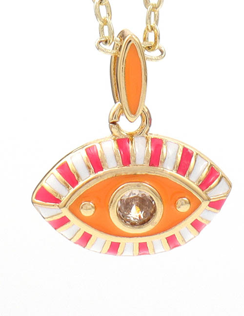 Fashion Orange Bronze Diamond Oil Eye Necklace