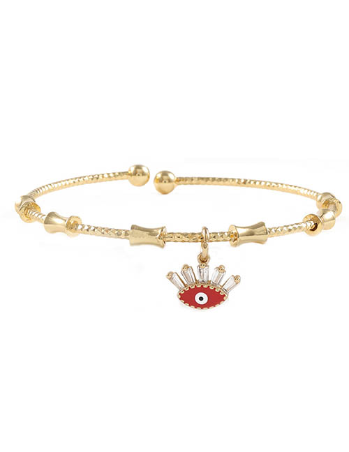 Fashion Red Brass Gold Plated Oil Eye Bracelet With Diamonds