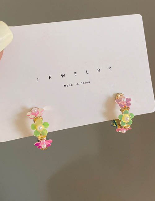 Fashion Color Alloy Geometric Flower Round Earrings