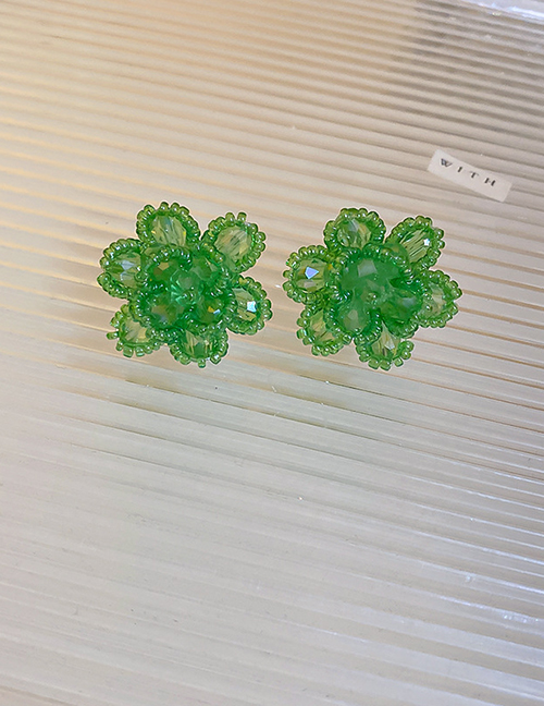 Fashion Green Crystal Flower Earrings