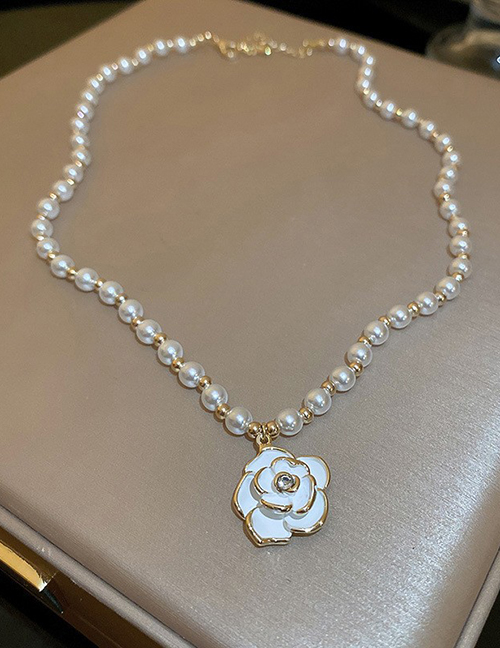 Fashion 16# Necklace-flowers (real Gold Electroplating) Pearl Beaded Camellia Necklace