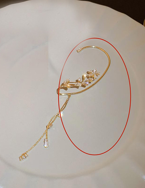 Fashion 16# Ear Hook-gold (left Ear Metal Diamond Geometric Tassel Ear Cuff