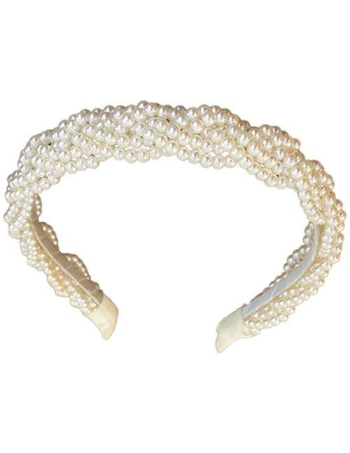 Fashion White Geometric Pearl Wrap Headband